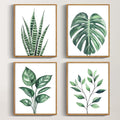 Botanical Canvas Framed Wall Art Watercolor Green Leaf Tropical Plant Art Prints Boho Decor Bathroom Kitchen Home