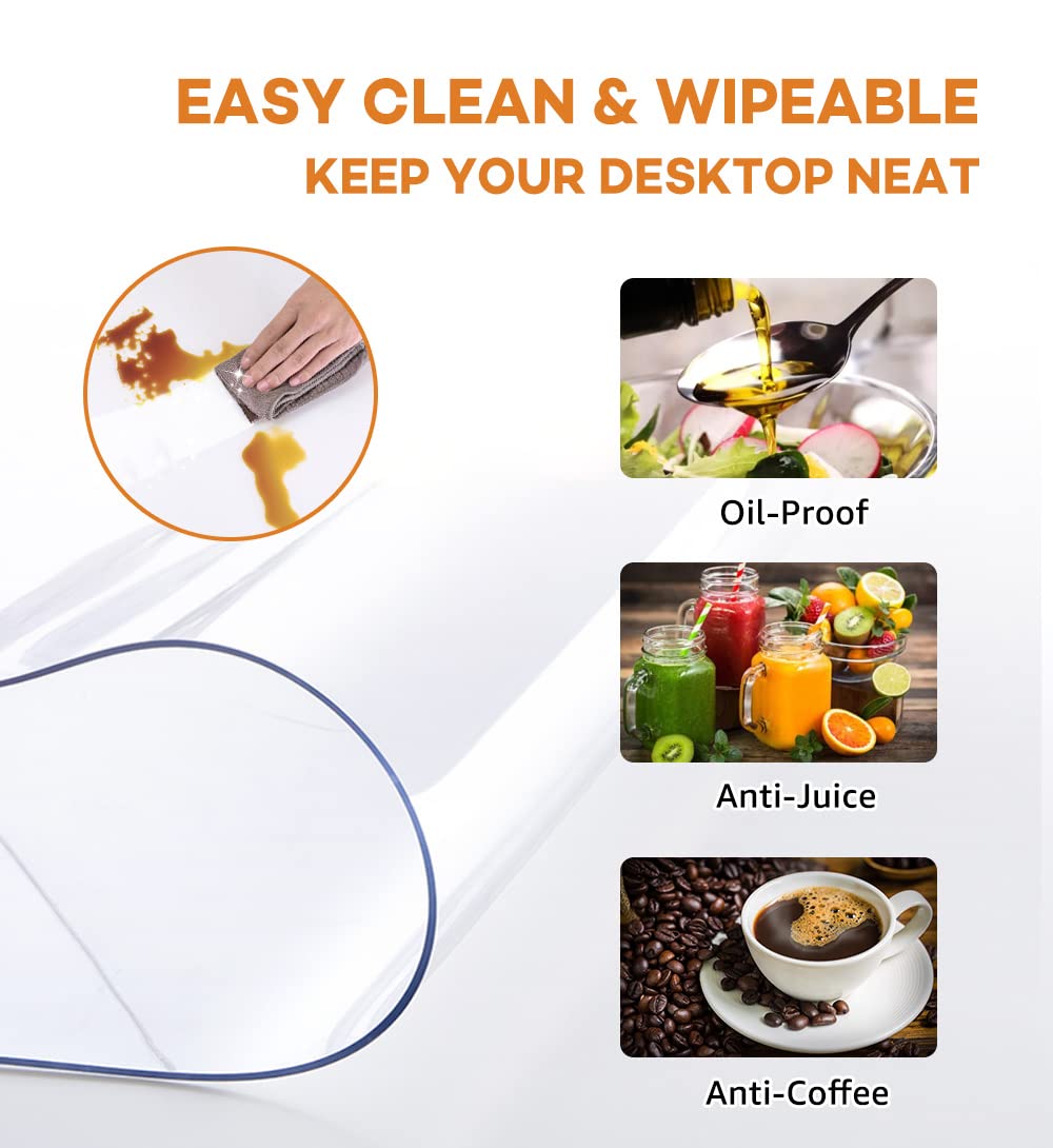 Clear Table Protector Cover 48x84 Inch Clear Tablecloth Vinyl Plastic Desk Pad Mat for Wood Kitchen Coffee