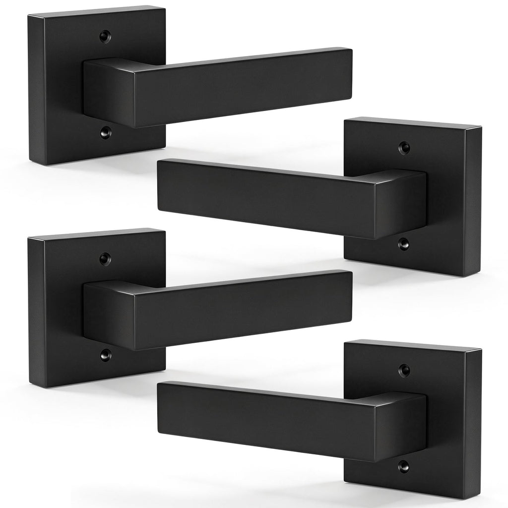Dummy Matte Black Door Lever Knobs for Closet French 4 Pack