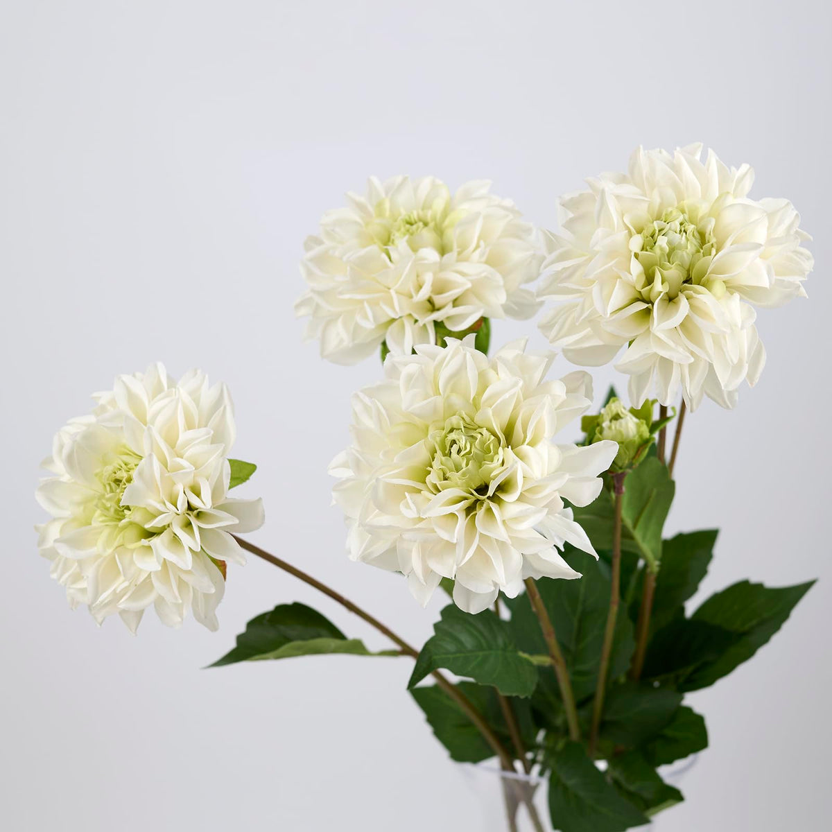 Real Touch Artificial Dahlia Stems, 4PCS Faux Flowers(White)
