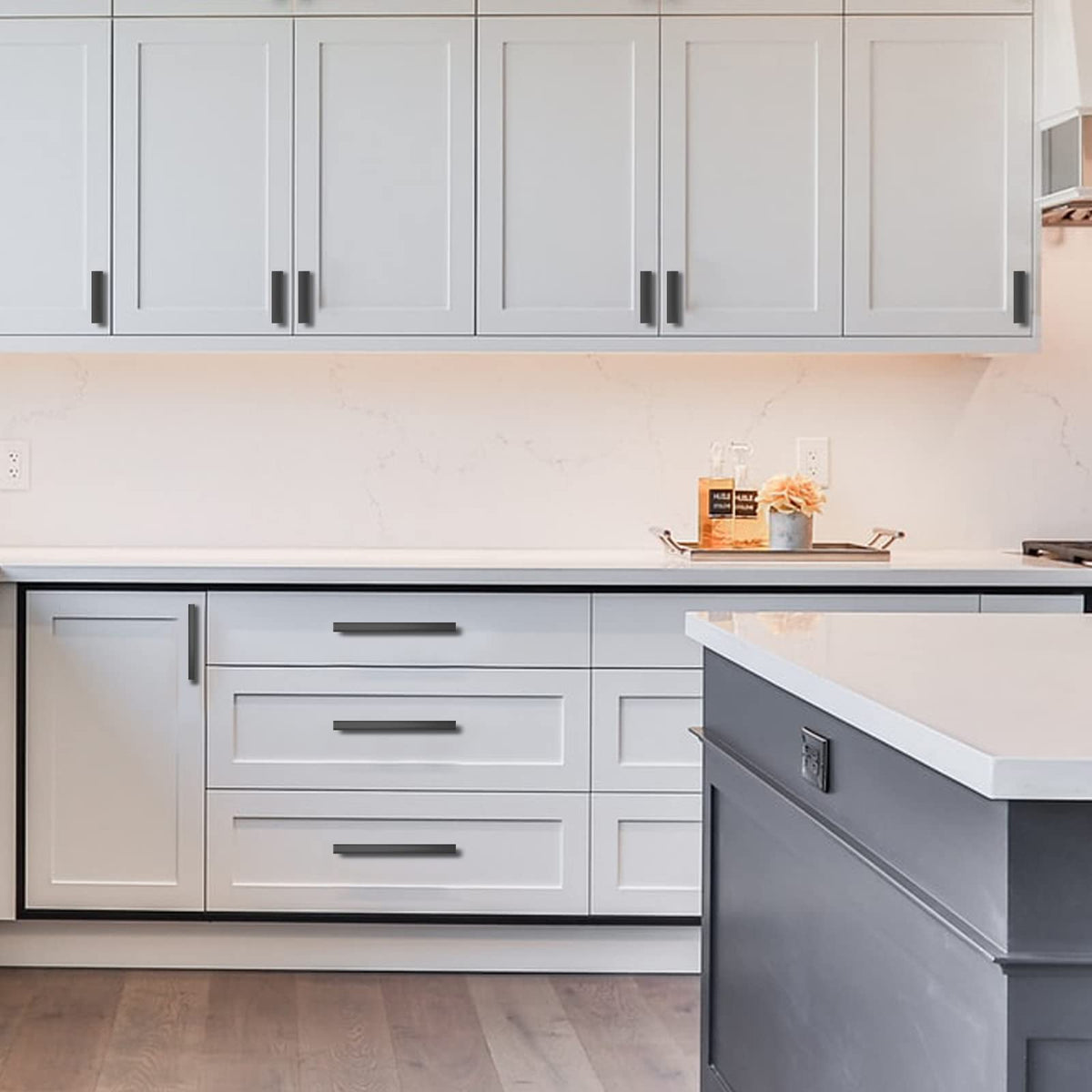 10 Pack Matte Black 3 Inch(76mm) Hole Centers Kitchen Cabinet Pulls Hardware Kitchen Handles for Cabinets Cupboard