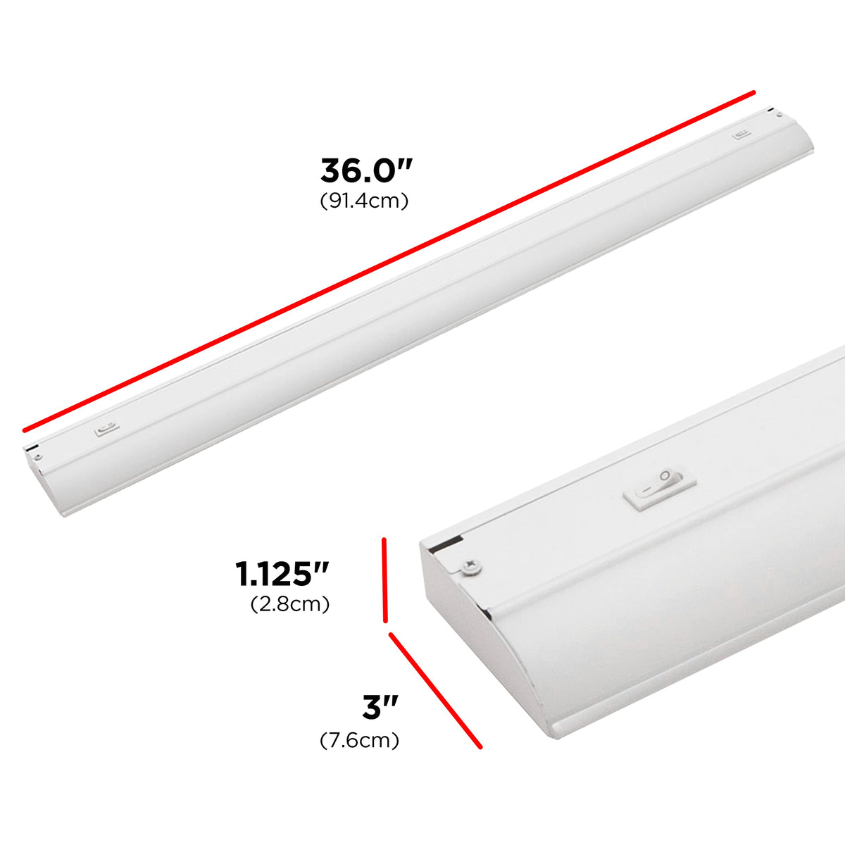 36 Inch Hardwired Under Cabinet Light, Dimmable 1283 Lumens
