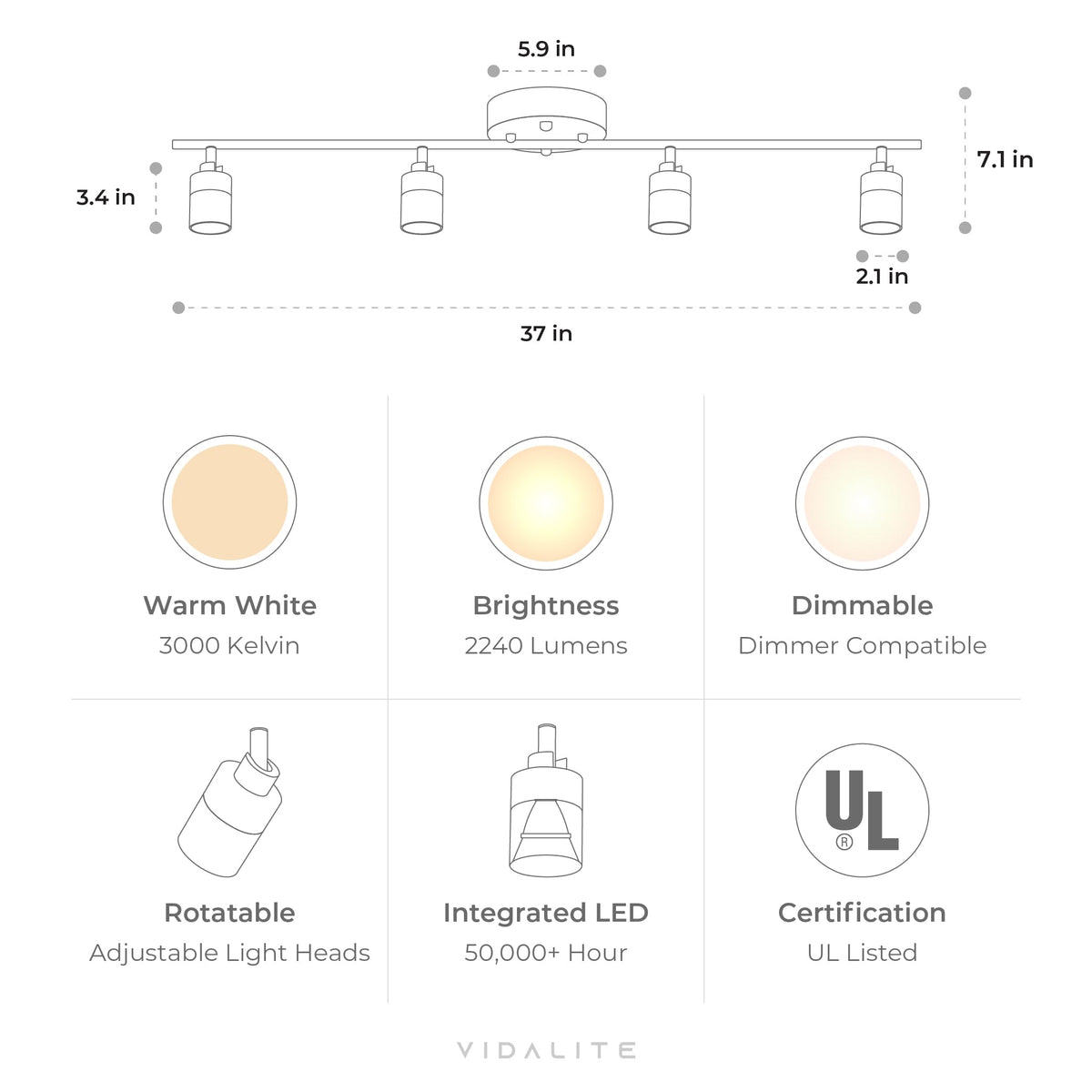 Shura Black & Brass 4-Light Track Light with Adjustable Heads, Integrated LED Bulbs, 3 ft. Track Lighting Kit Ceiling