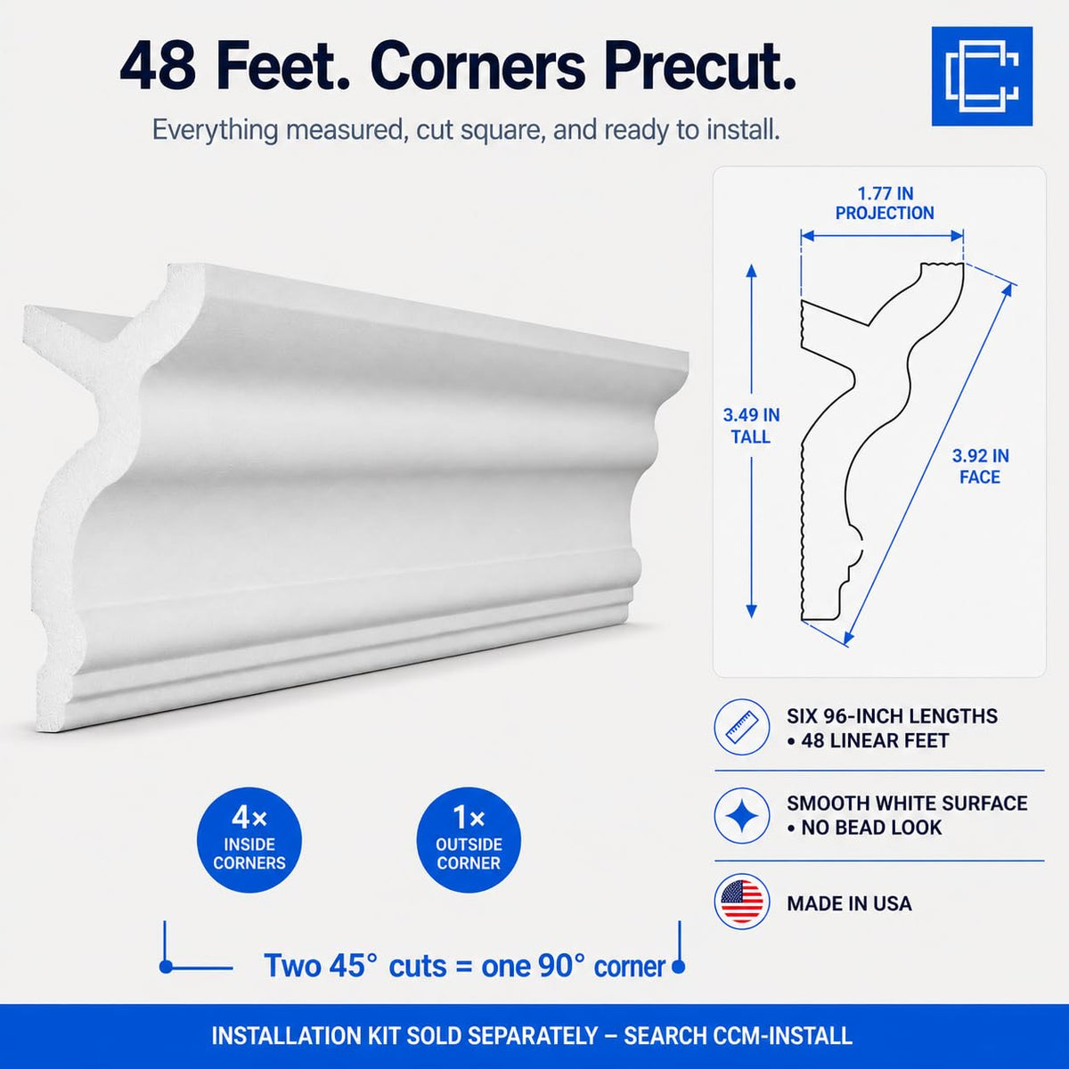 Engel LED Foam Molding Kit, 48 Ft 3.5in, Precut Corners