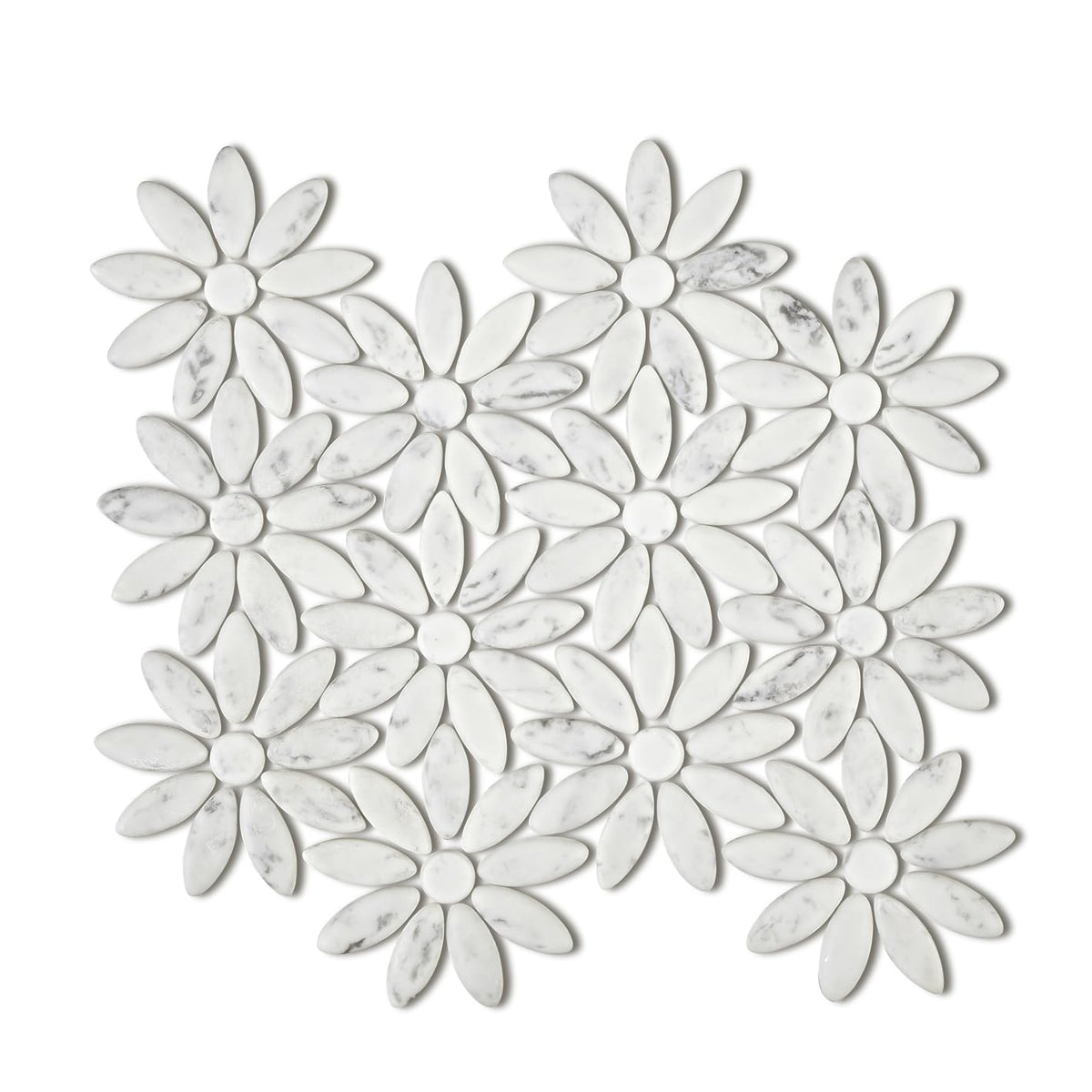 5 Sheets Marble Flowers Mosaic Wall and Floor Tiles 12.2 * 12.6 Inches 1.07 sq.ft (Brushed Marble)
