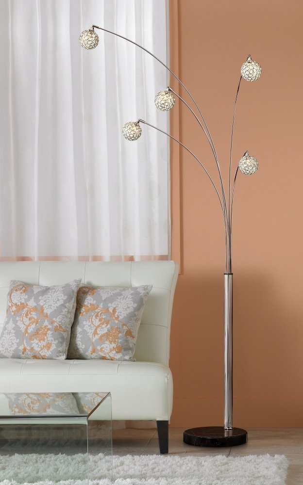 Inspired Arco Style Allegra 88" Tall Crystal Ball Arc Floor Lamp