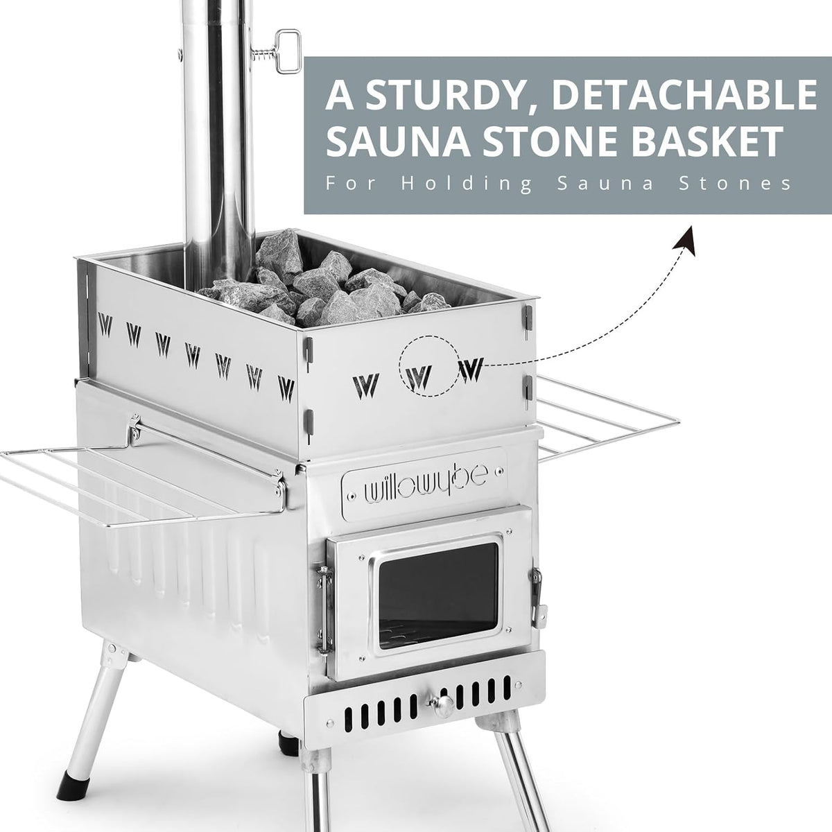 Outdoor Sauna Hot Tent Stove, Rocket Stove Heater, Portable Camping Wood Stove for Dry Sauna