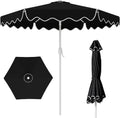 Patio Umbrella with Wavy Trim, UV-Fade-Resistant Canopy, Crank & Tilt - Black 7.5ft