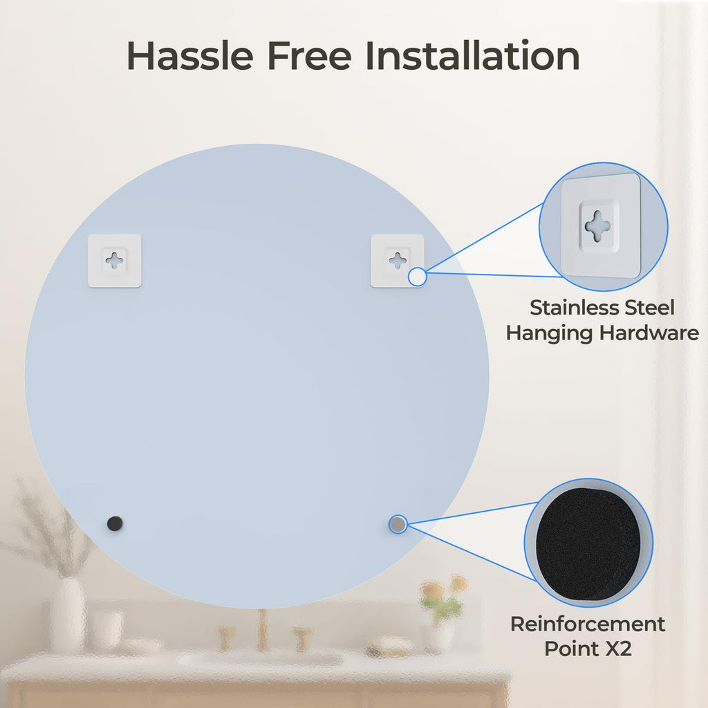 36" Round Frameless Wall Mirror with Beveled Edge