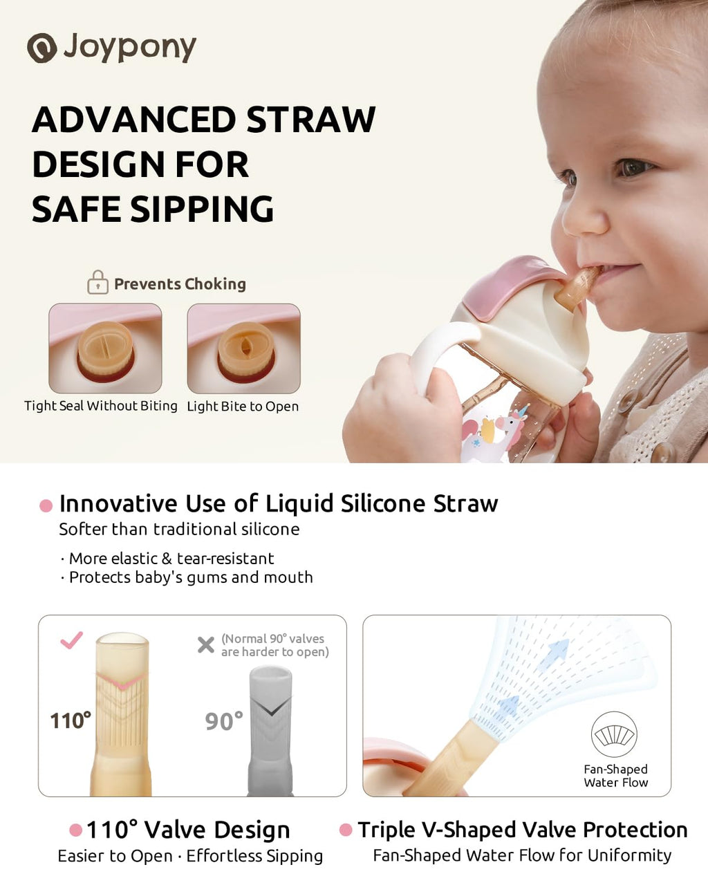 Sippy Straw Cups for Toddlers 1-3, Spill-Proof, 6 oz Pink 2 Pack