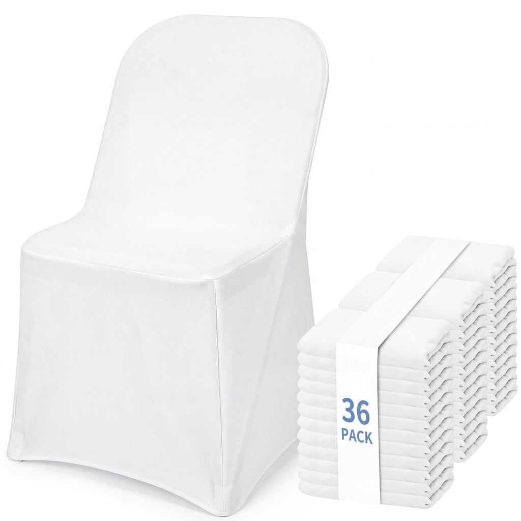 36 Pcs White Folding Chair Covers Spandex Stretch Slipcover