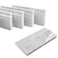 4-Pack Carrara White Marble Baseboard Trim Molding, 5 x 12 Inch Crown, Polished, Bianco Italian Carrera Marble