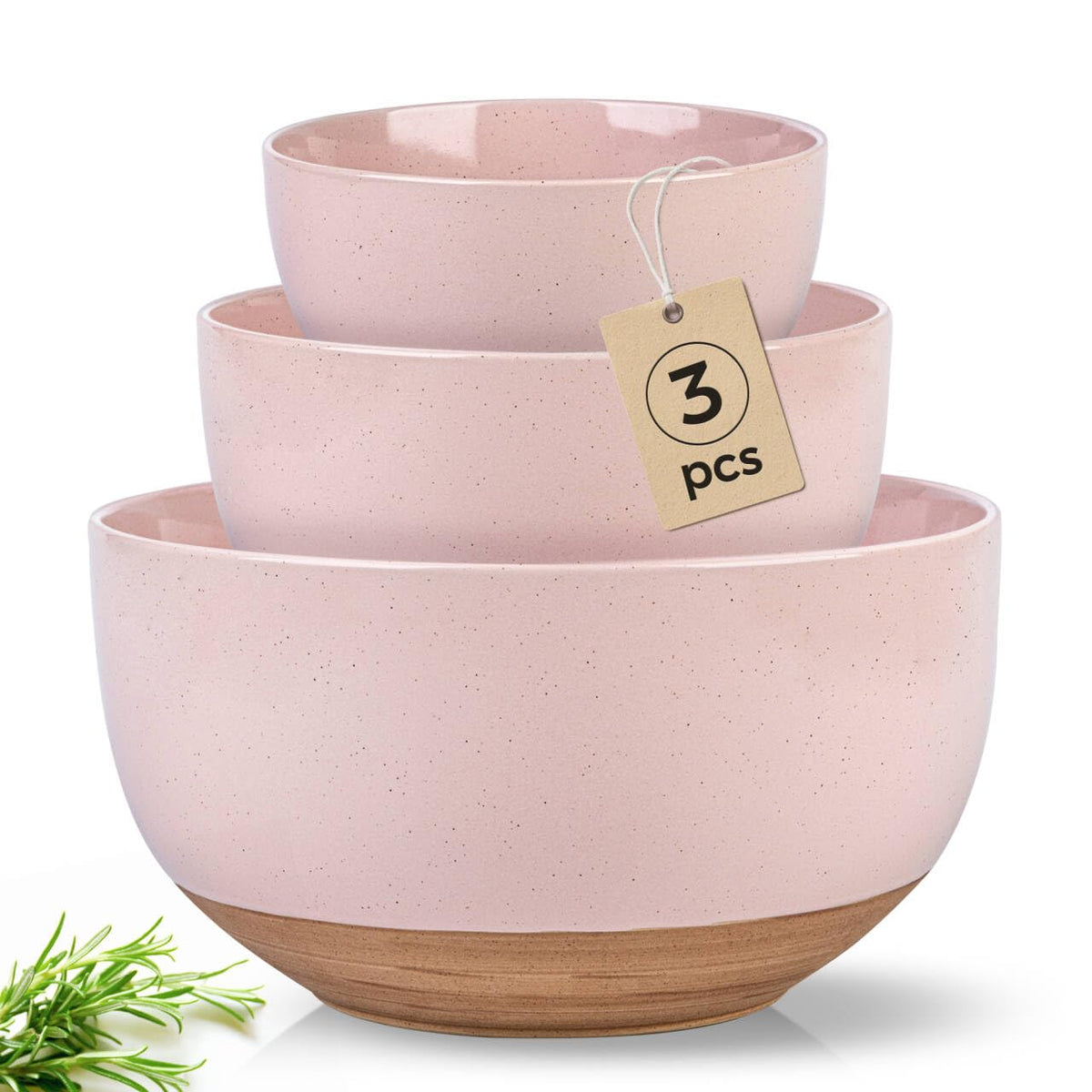 Ceramic Mixing Bowls,Stoneware Nesting Bowls Set of 3
