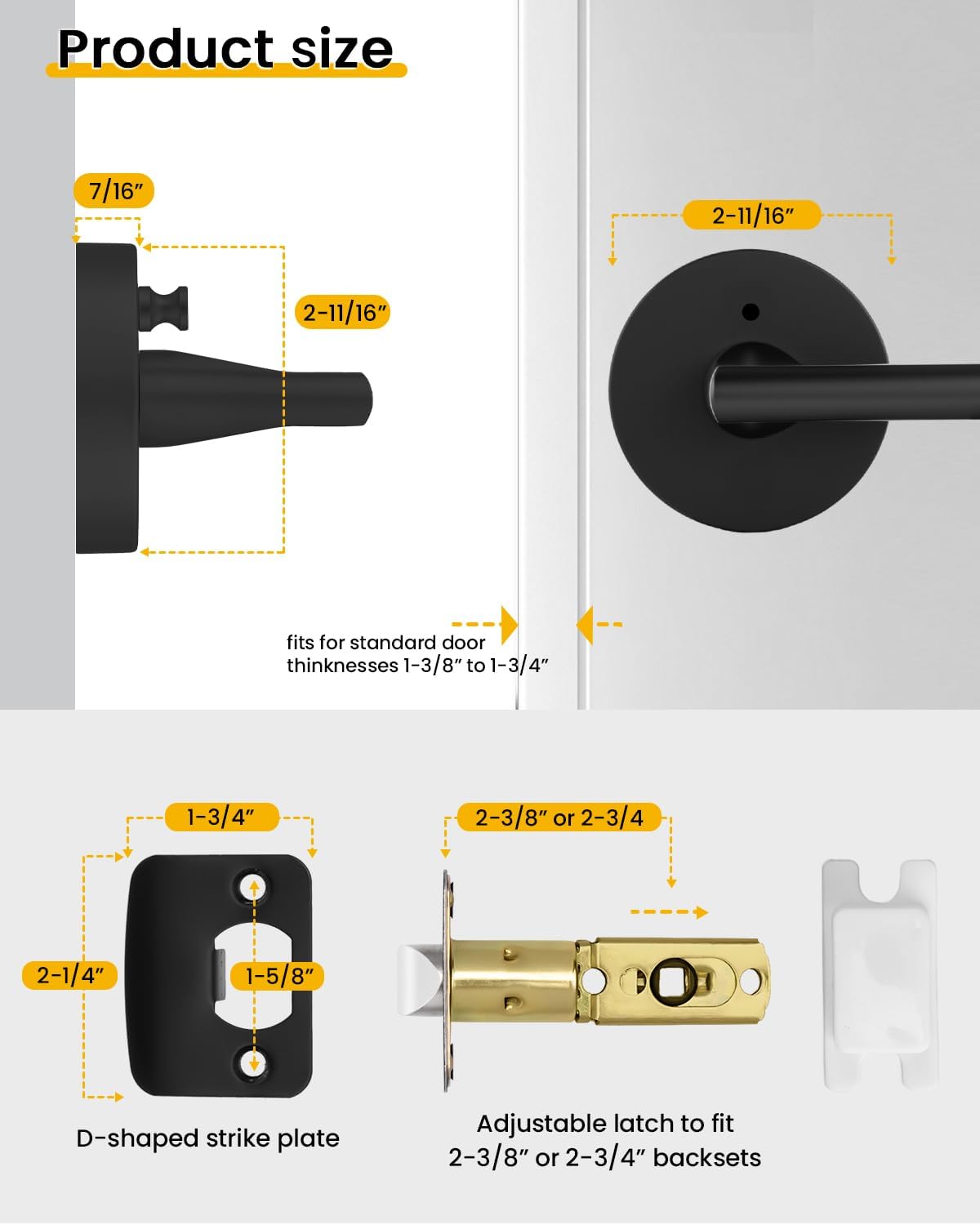 Matte Black Door Handles Interior Privacy Door Handle 1 Pack