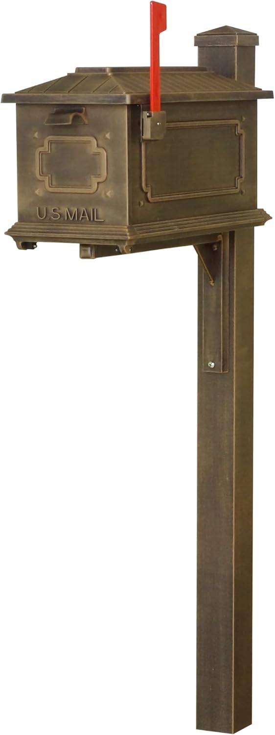Kingston Curbside Mailbox with Wellington Post - Copper Aluminum Mailbox with Post