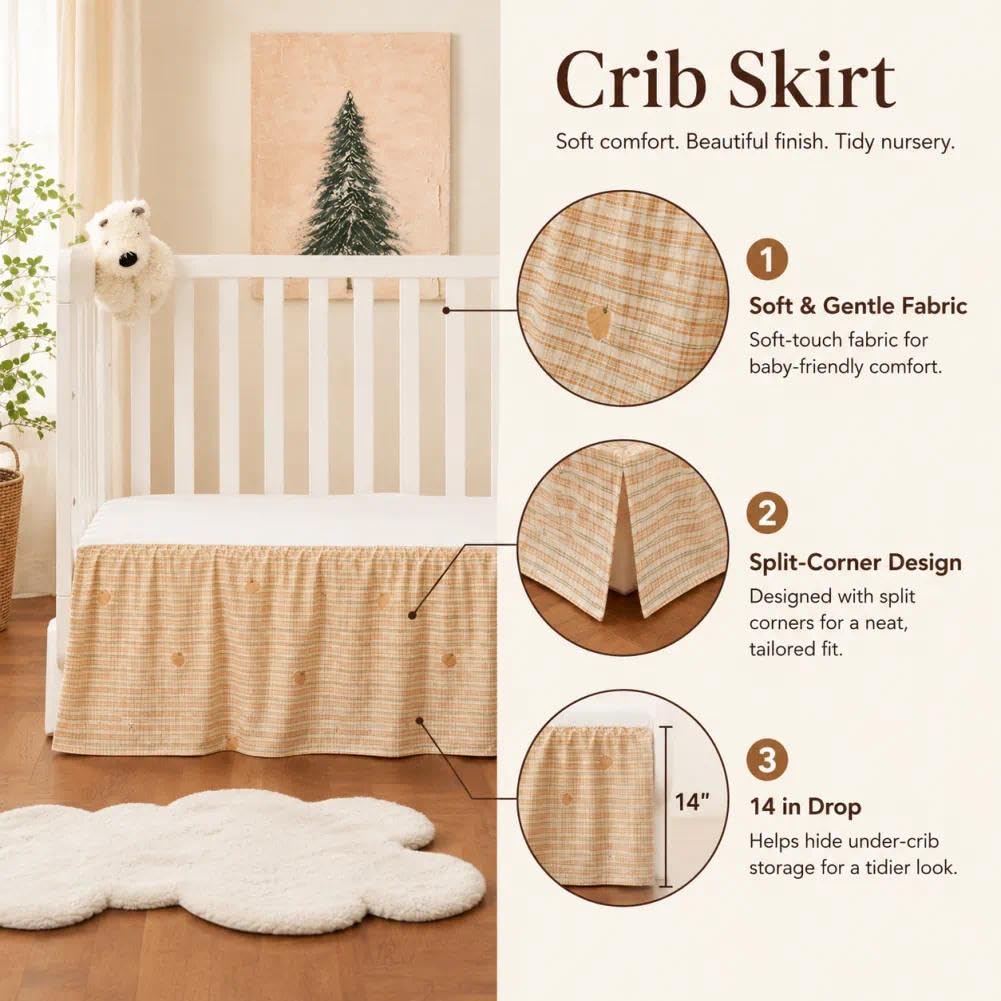 Crib Skirt with Platform, Ruffled Wave Design Baby Bed Skirt