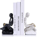 Ends for Heavy Books Set of 2, Modern Abstract Thinker Book Ends for Shelves and Desk - Resin with Non-Slip Pads