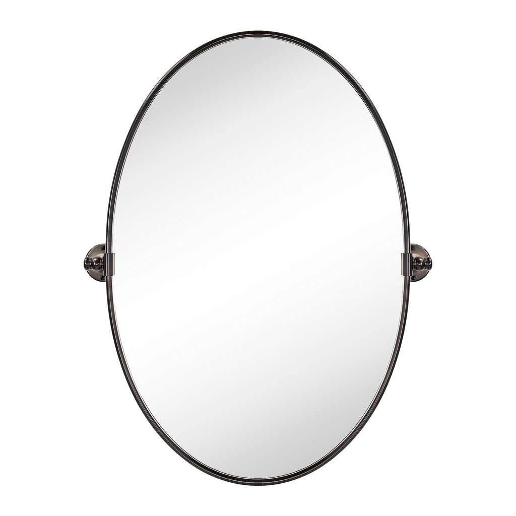 Farmhouse Oil Rubbed Bronze Oval Metal Pivot Bathroom Vanity Mirror Tilting Beveled Vanity Mirrors for Wall, Overall