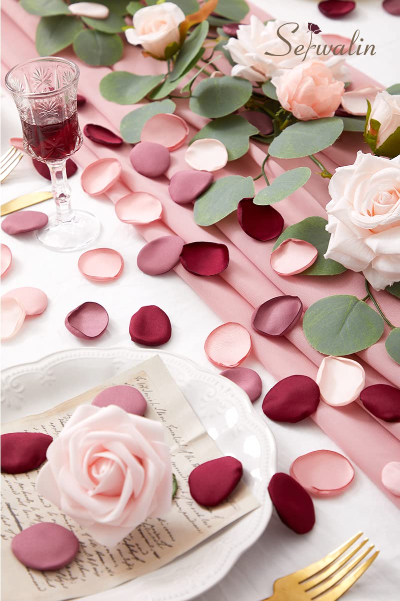 500Pcs Burgundy Pink Silk Flower Petals for Wedding Decor