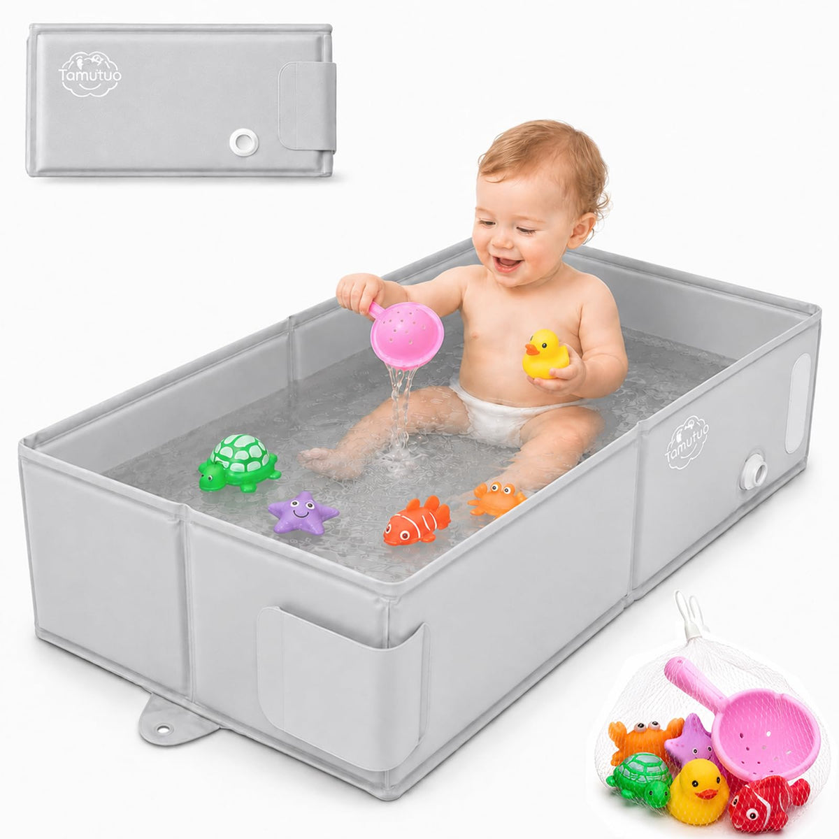 Collapsible Baby Bathtub for Baby 6 Months - 5 Years, Portable Large Toddler Bathtub Non-Slip Safe BañEra para Bebe