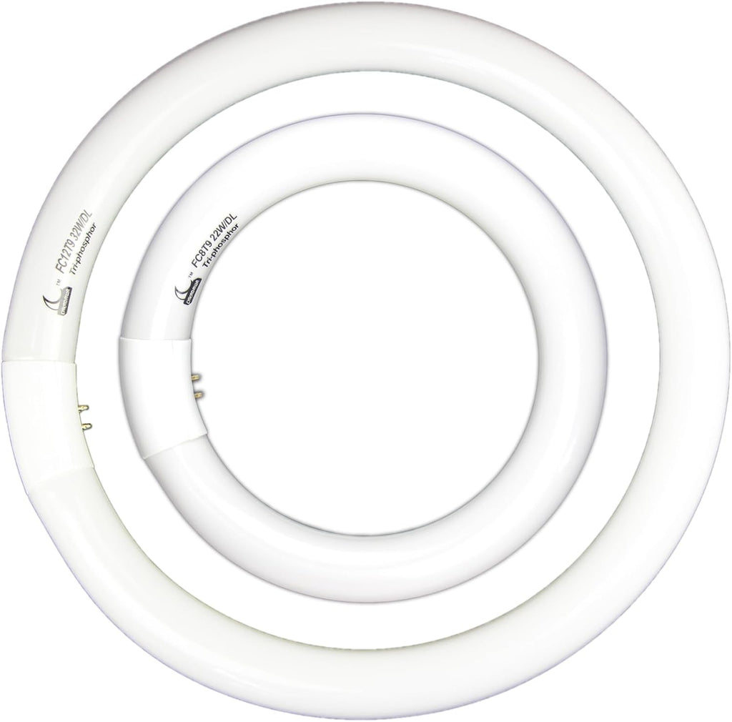 FC8T9 22W and FC12T9 32W Daylight Set, Round Fluorescent Bulb 8 inch T9 22 Watts & Circular Light Bulbs 12 inch 32