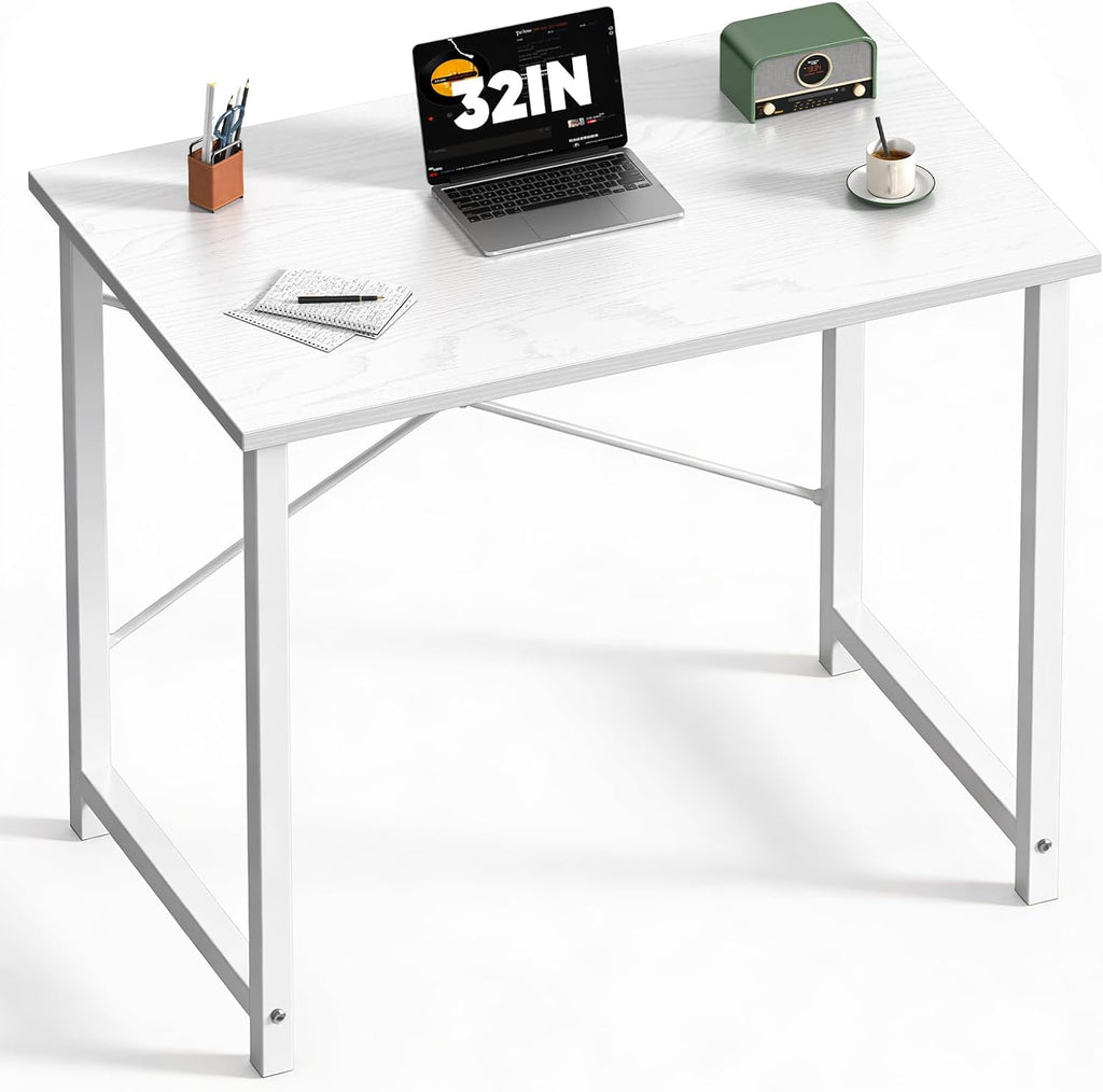 32 Inch Office Small Computer Desk Modern Simple Style Writing Study Work Table Bedroom - Wood White