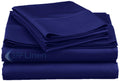 Solid 600 Thread Count Egyptian Cotton Bed Sheet Set with 28" Extra Deep Pocket (Full, Navy Blue)