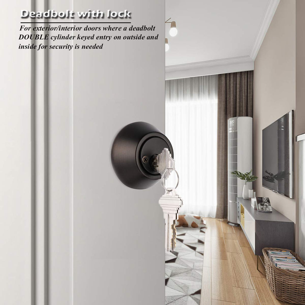 2 Keyed Alike Double Cylinder Deadbolts Door Locks with Same Key Oil Rubbed Bronze Finished