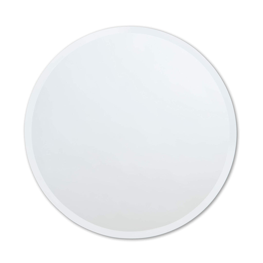 Frameless Round Mirror, 18" Diameter Circle Bathroom Wall Mirror w/Beveled Edge