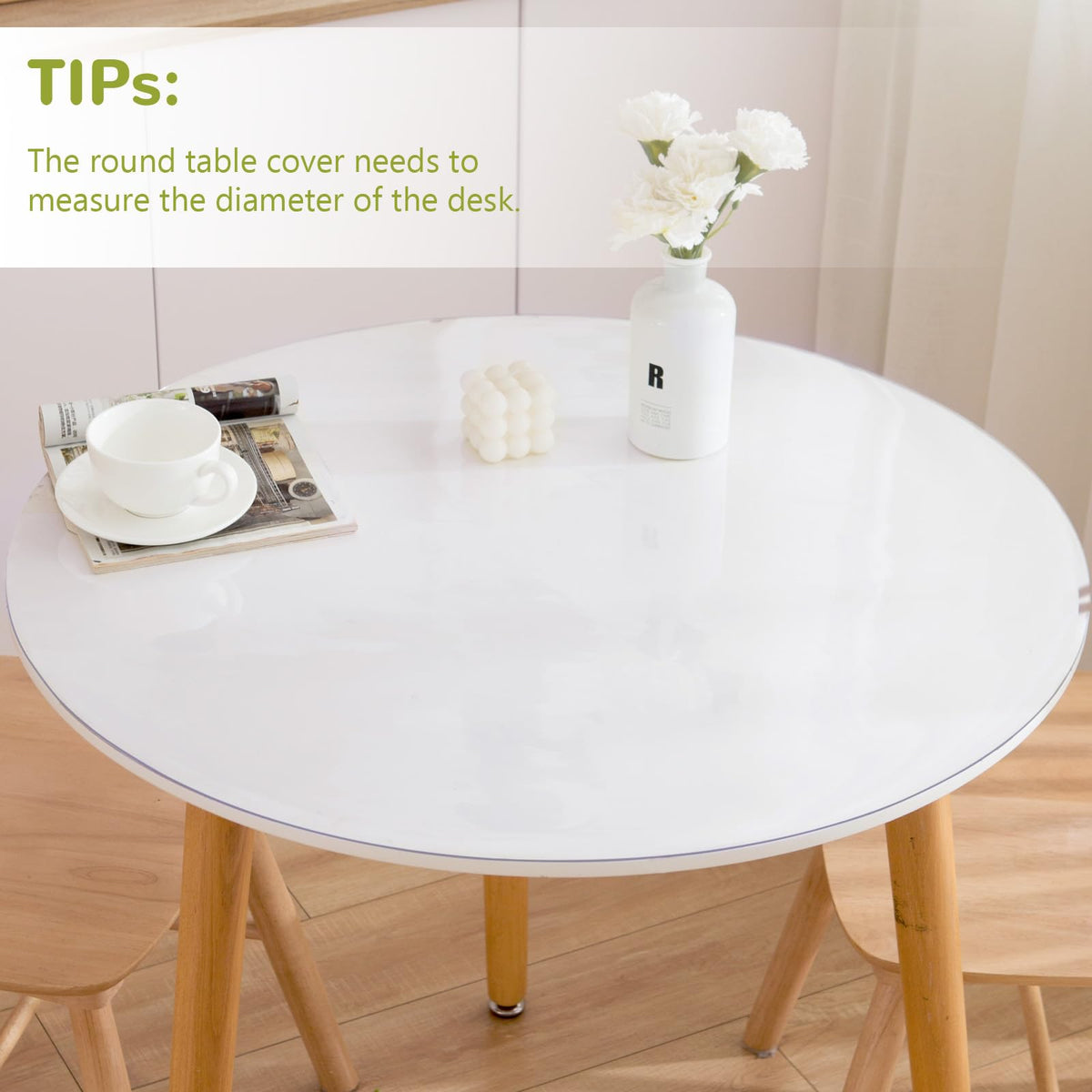 47 Inch Round Clear Table Cover Protector, Clear Round Protector Table, 1.5mm Thick Waterproof Round Plastic Vinyl
