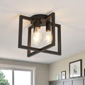 3-Lights Ceiling Light Fixture, Industrial Black Semi Flush Mount Chandelier, Ceiling Lighting Living Room Bedroom