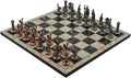Metal Chess Set for Adults Medium Roman Antique Copper Figures,Handmade Pieces and Different Design Wooden Chess
