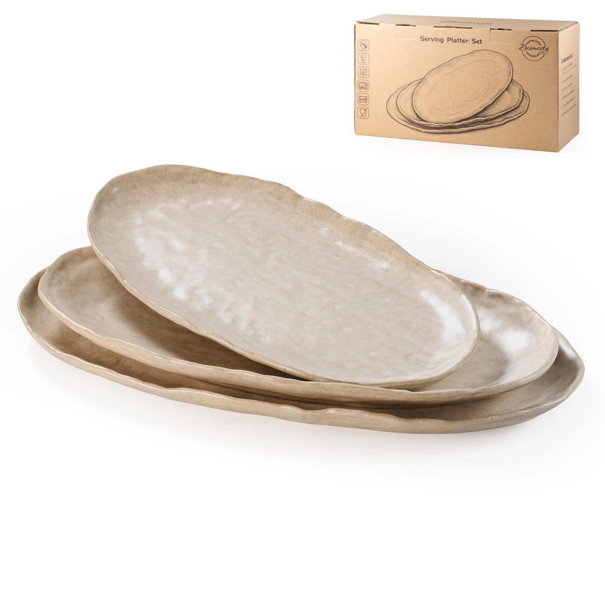 Serving Platters Set of 3, Serving Trays for Party, Cheese Platter
