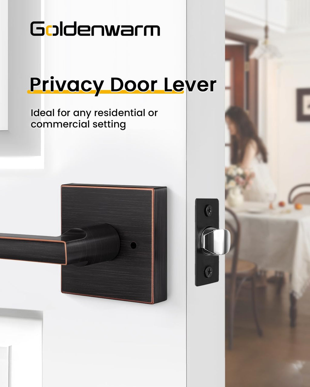 Oil Rubbed Bronze Door Handle Interior, Privacy Bedroom- 1 Pack