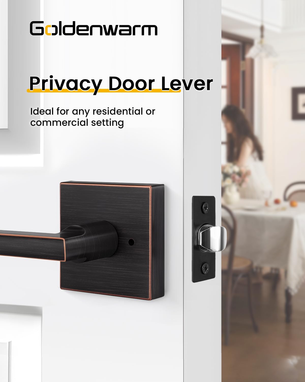 Oil Rubbed Bronze Door Handle Interior, Privacy Bedroom- 1 Pack