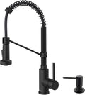 Bolden 18-Inch Single Handle Commercial Style Pull-Down Kitchen Faucet with Soap Dispenser in Matte Black