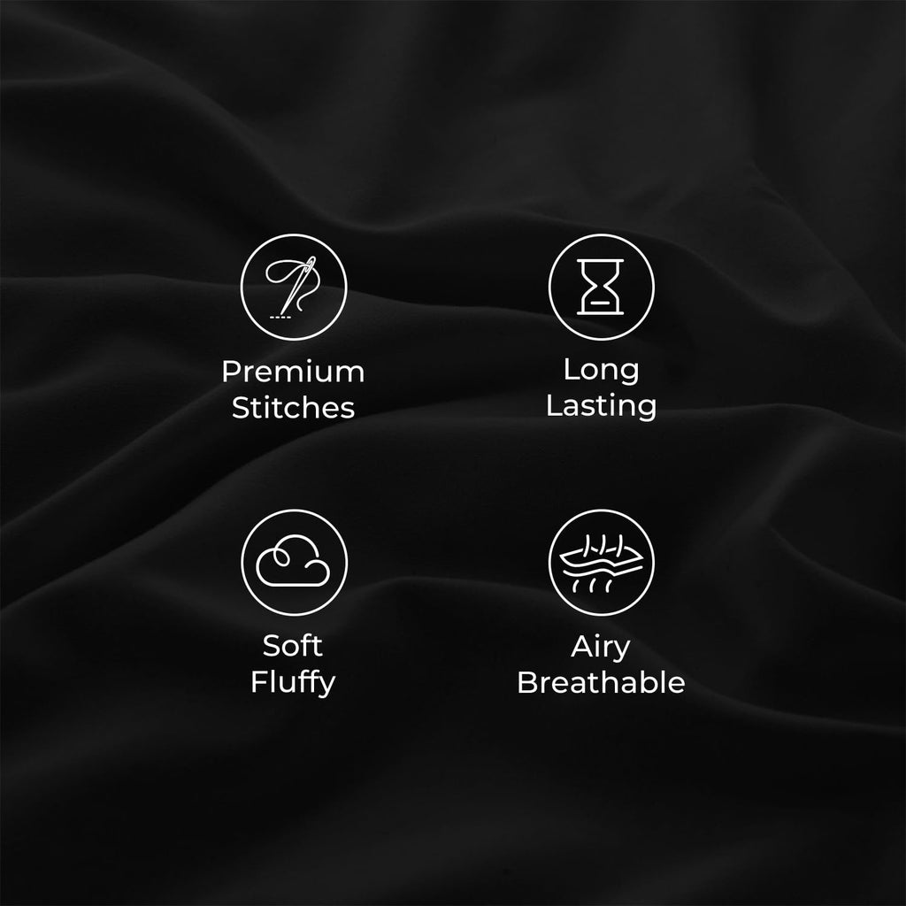 Comforter Set, 7 Pcs Black Ruffle Bed in a Bag