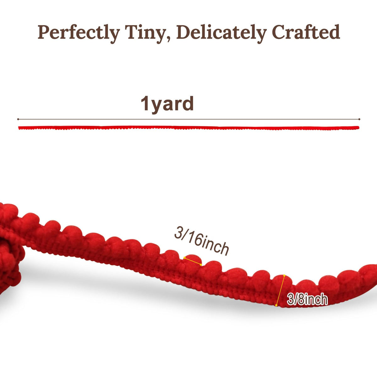 Mini Pom Pom Trim (1 Yard Per Color), Assorted Sample Pack Pom Pom Ribbon, Premium Nylon Ball Fringe for - 35 Yards