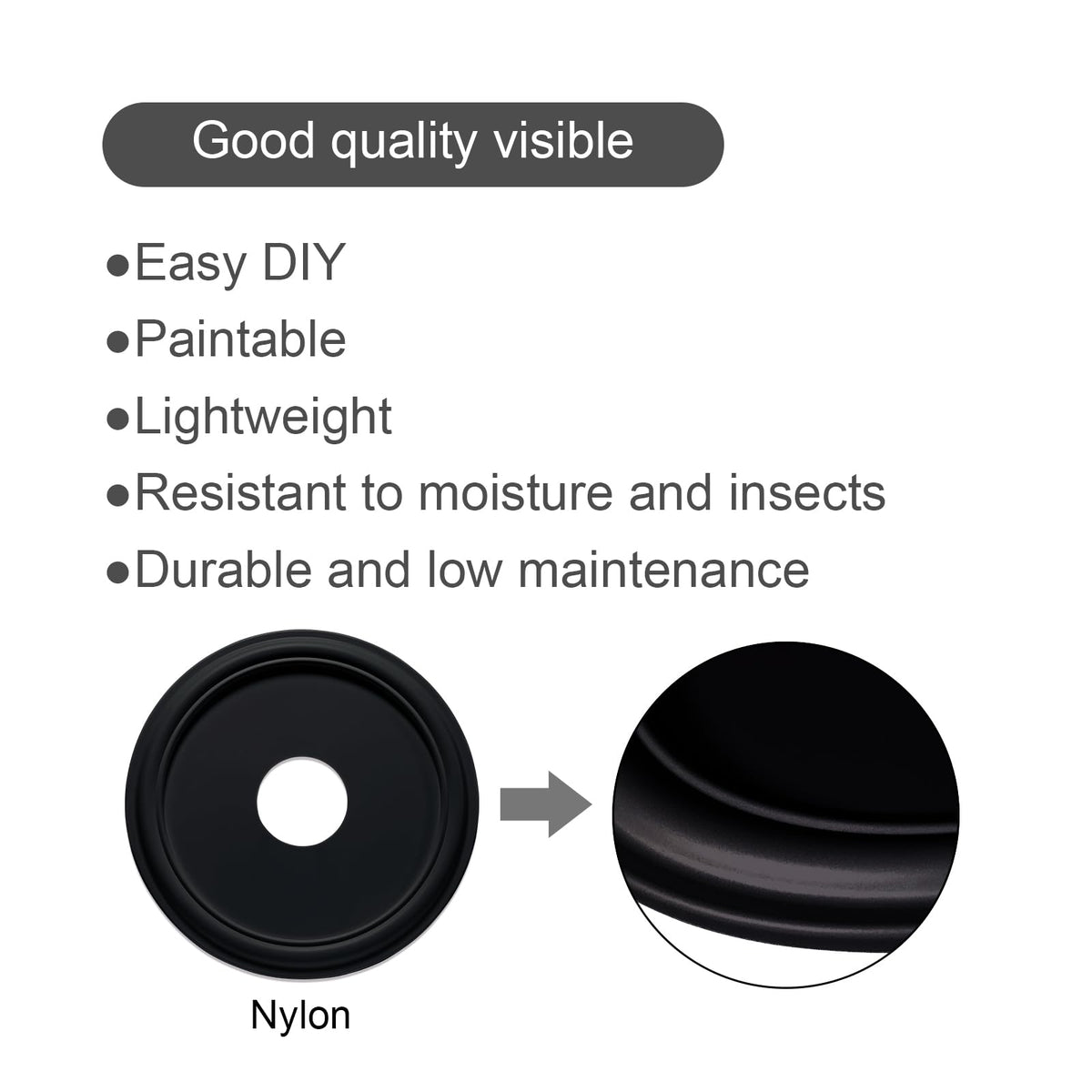 Molded Nylon Ceiling Medallion, Black