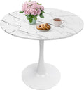 Tulip Round Pedestal Dining Table — Marble White
