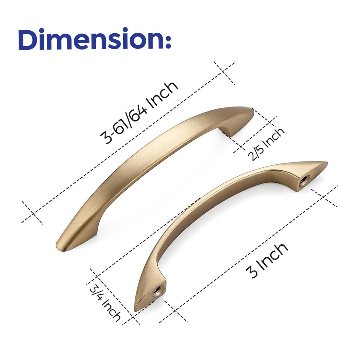 Champagne Bronze Kitchen Cabinet Handles Drawer Pull 3 Inch 15 Pack