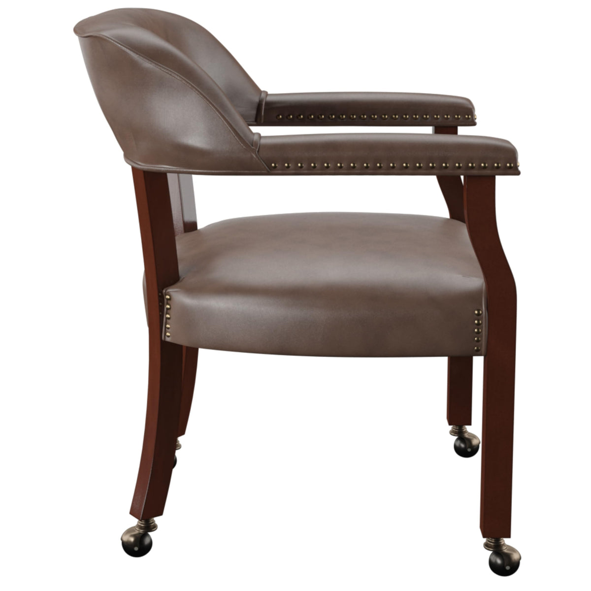 Silver Furniture Tournament Arm Chair w/Casters, Dining Chair with Casters, Upholstered w/Nailhead Trim, Vegan