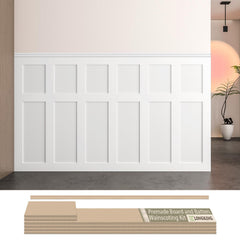 Premade Board and Batten Wainscoting Kit, MDF Paintable Accent Wall Panels with Edge Trim, Pre-Cut Ready to Assemble