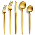 20-Piece Gold Silverware Set for 4, 18/10 Stainless Steel Flatware with Thick Spoons and Forks, Matte Golden Cutlery