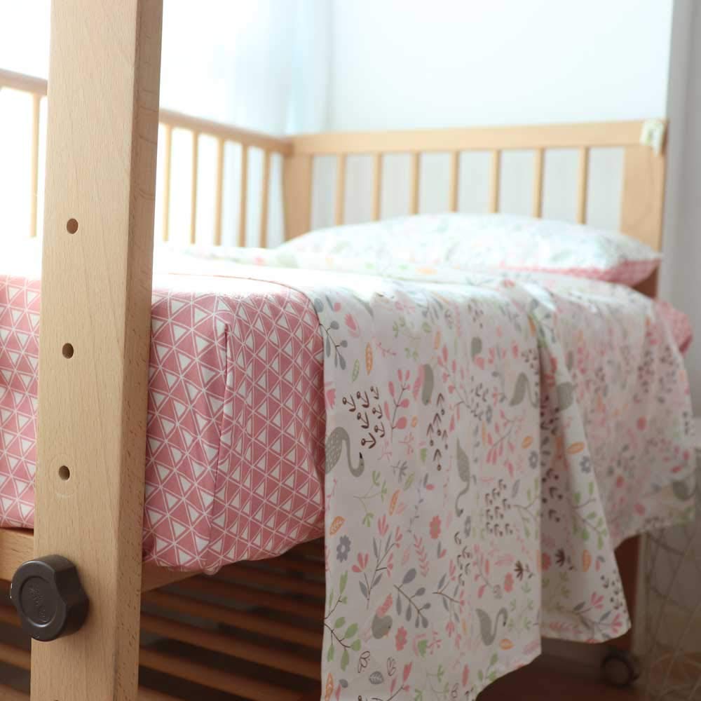 3Pcs Cotton Crib Bedding Set Duvet Cover Fitted Sheet Pillowcase