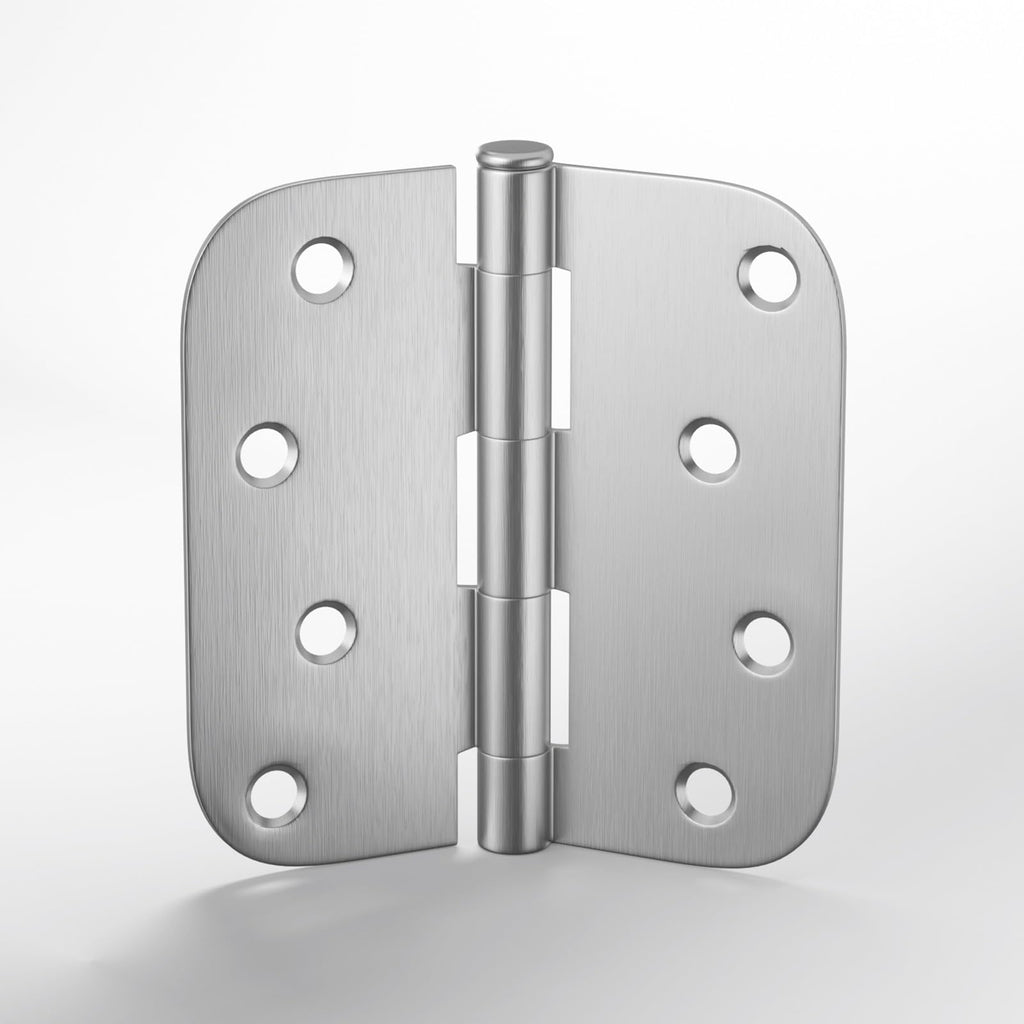 4 inch Brushed Nickel 12 Pack Door Hinges, 5/8" Radius Corners