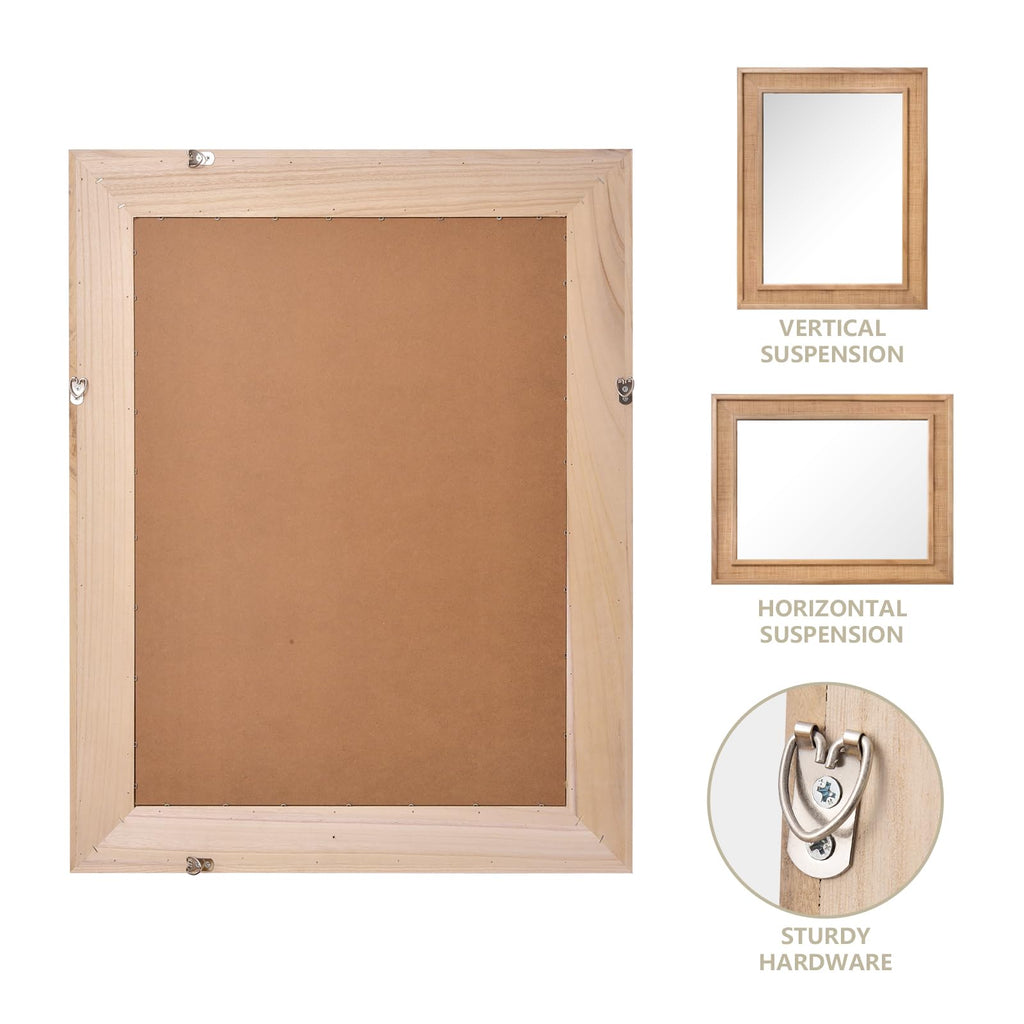 Rattan Wall Mirror 27"x34" Boho Rectangle Wicker Vanity Mirror