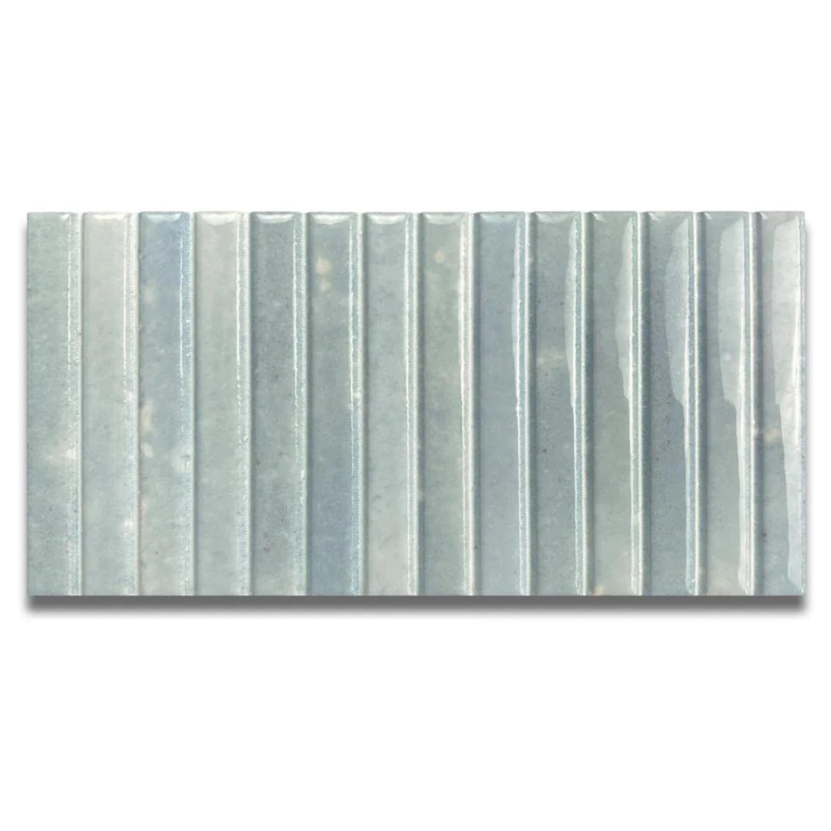 Scandia Glossy Ice Blue 4.5x9 Ribbed Porcelain Wall Tile, 3D KitKat Fluted Decorative Tile Backsplash, Bathroom