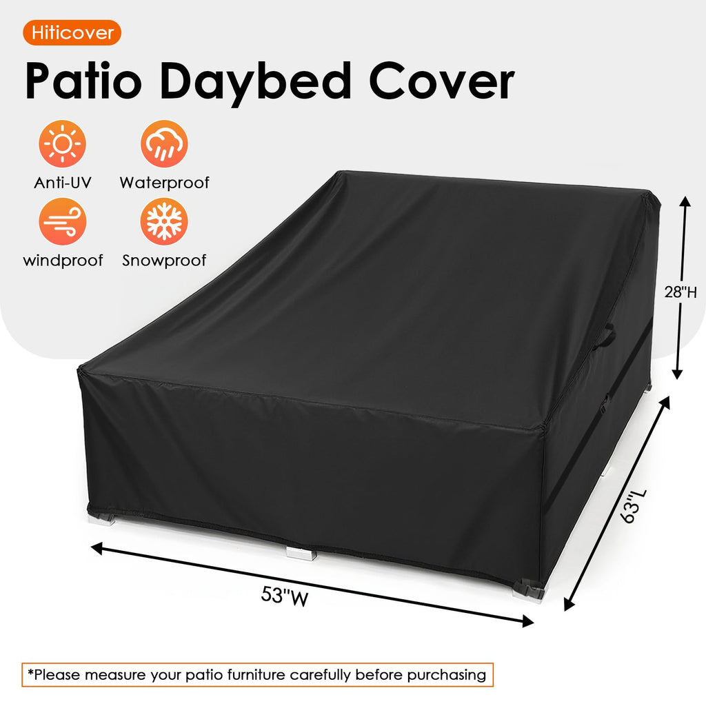 Outdoor Daybed Cover, Paito Lounge Sun Bed Cover, 63 x 53 x 28 Inch