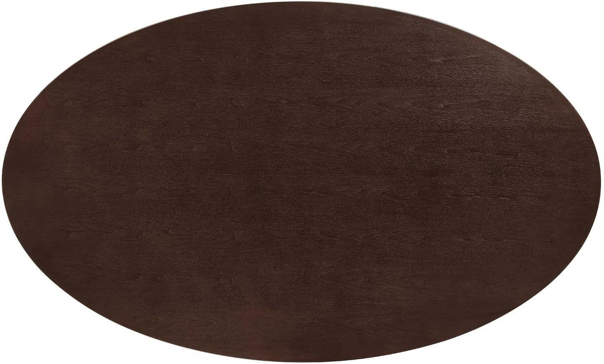 Inspired Saarinen Style Tulip Oval Pedestal Dining Table — Black Cherry Walnut, 78″ Oval
